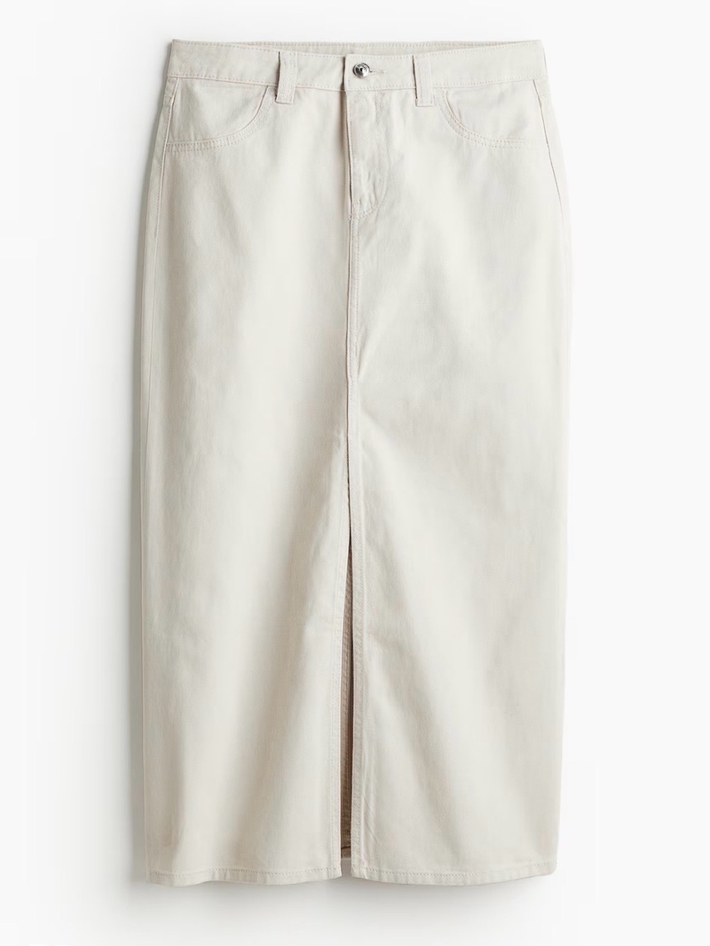 H&M Light Beige Twill Midi Skirt